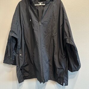 J.Jill women’s 3X Black Hooded Windbreaker Jacket,rain coat,lightweight,travel